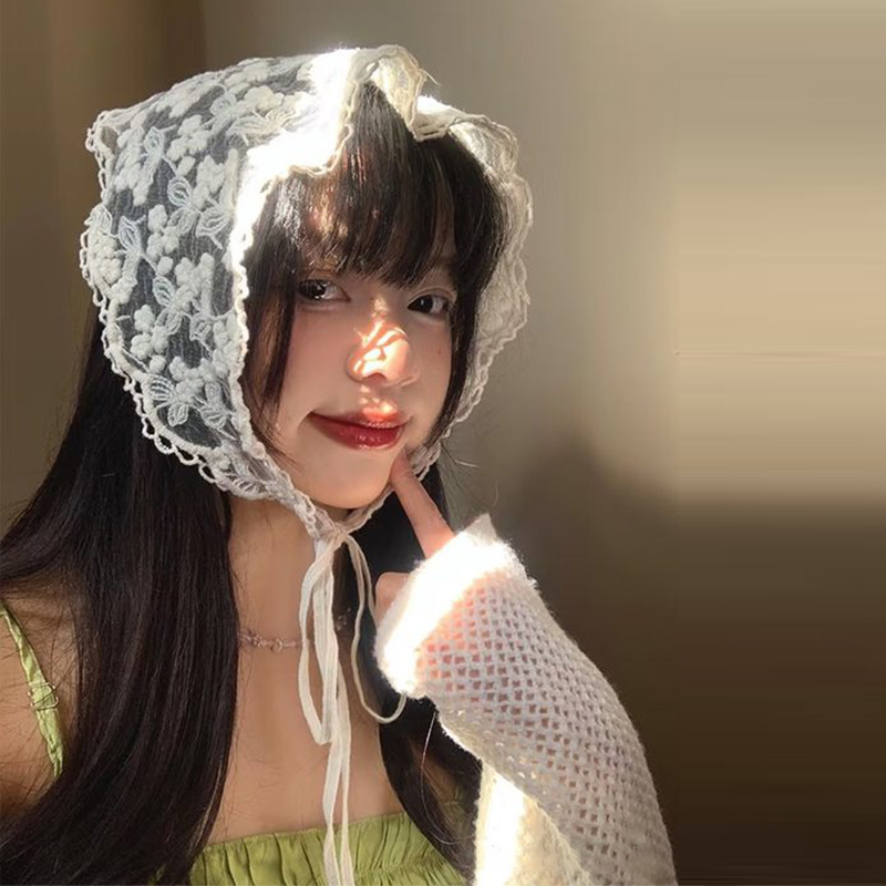 White Woven Floral Lace Hair S - Photography Triangle ulasan dan harga
