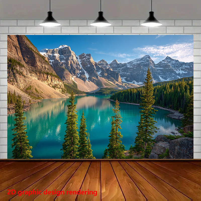 Mountain Lake Scenery Tapestry - Photography Yoga ulasan dan harga