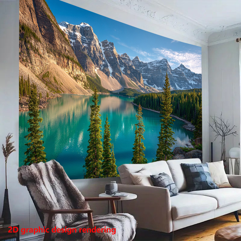 Mountain Lake Scenery Tapestry - Photography Yoga ulasan dan harga