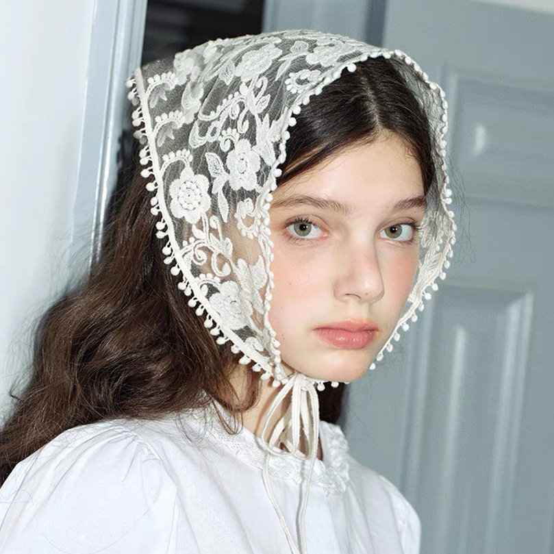 White Woven Floral Lace Hair S - Photography Triangle ulasan dan harga