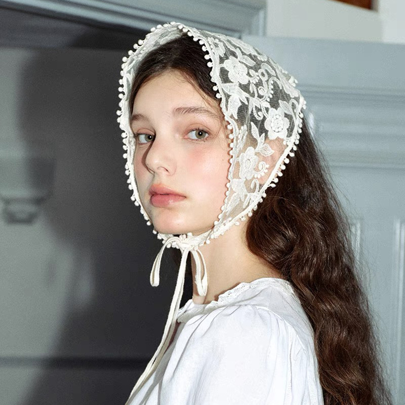 White Woven Floral Lace Hair S - Photography Triangle ulasan dan harga