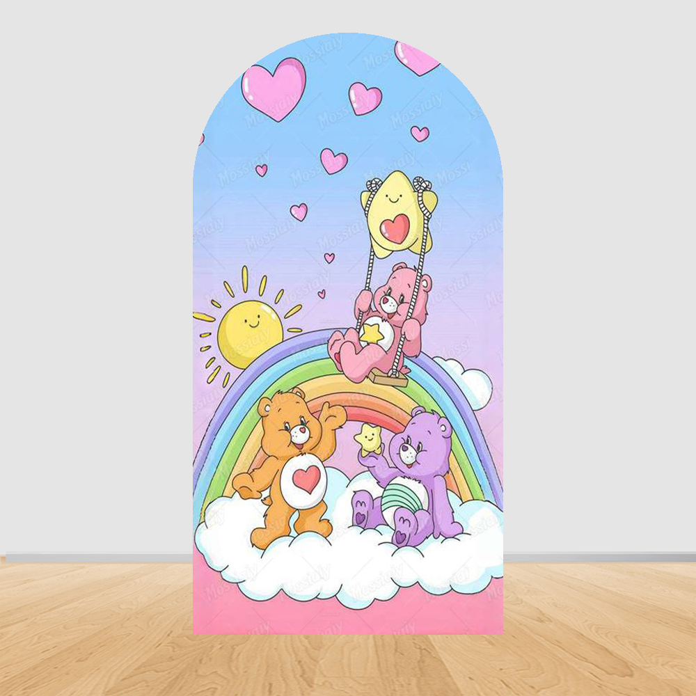 Cute Rainbow Bear Arch Backdro - Photography Aesthetic ulasan dan harga