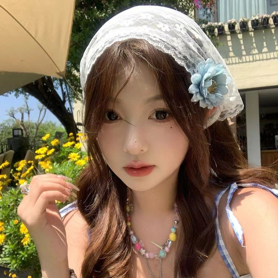1PC triangle Lace scarf white  - Photography Triangle ulasan dan harga